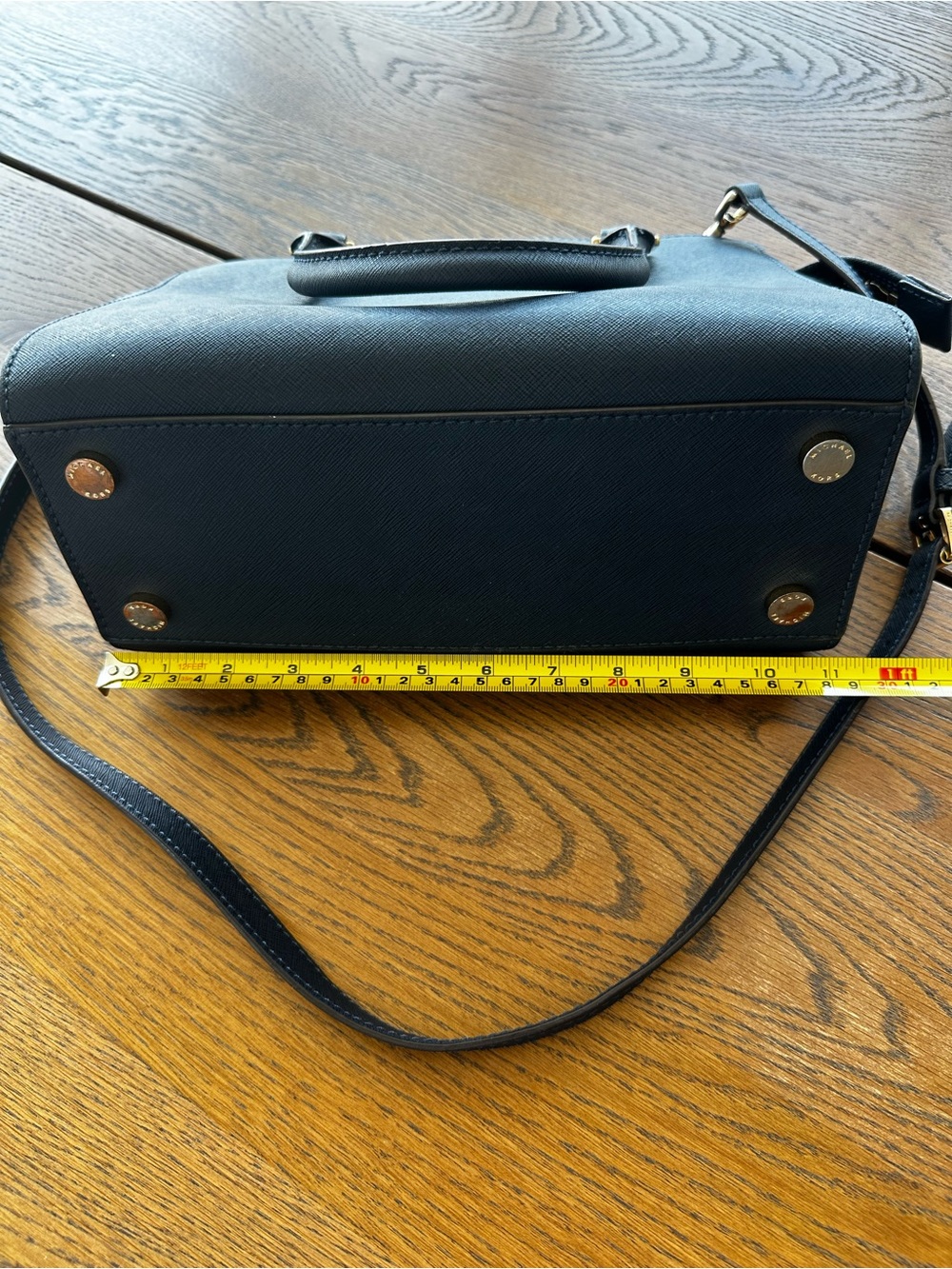 Michael Kors Selma Saffiano Leather Satchel Messenger Handbag Medium Navy Blue - Picture 14 of 15